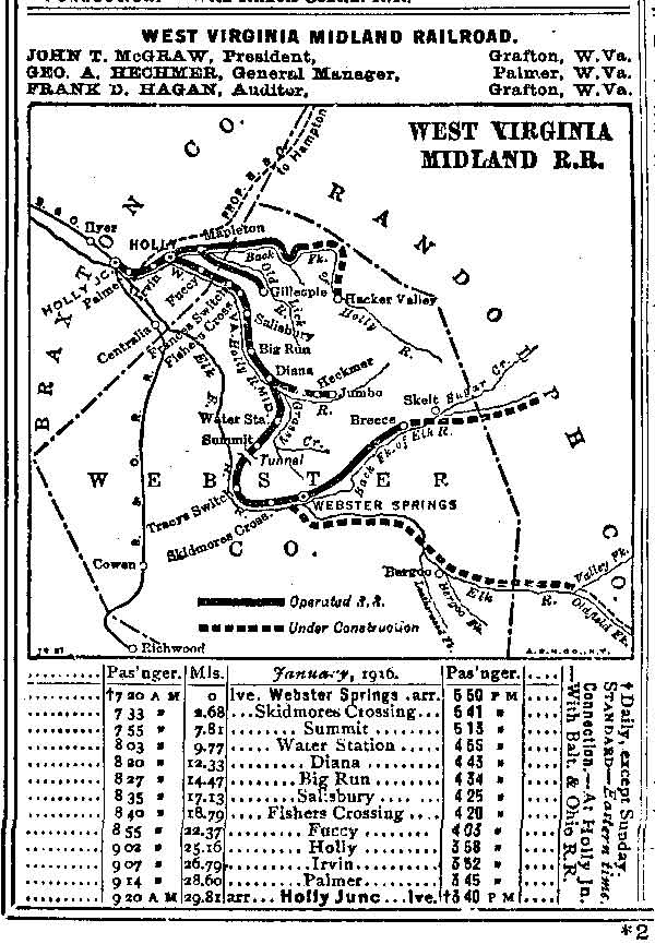 West Virgina Midland Map & Schedule